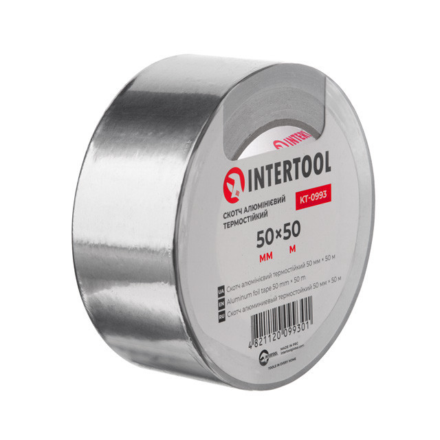 Скотч алюмінієвий термостійкий, 50 м, 50 мм INTERTOOL KT-0993 Київ - фото 1