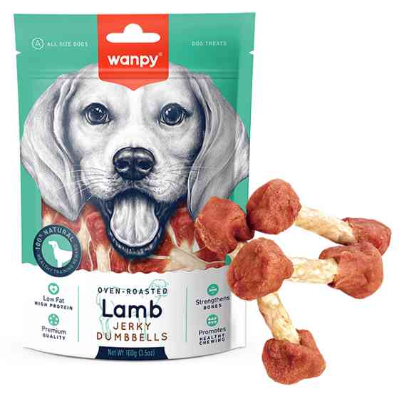 Wanpy Lamb Jerky Dumbell ВАНПИ ВЯЛЕНЫЙ ЯГНЕНОК КОСТЬ-ГАНТЕЛЬ лакомство для собак Киев