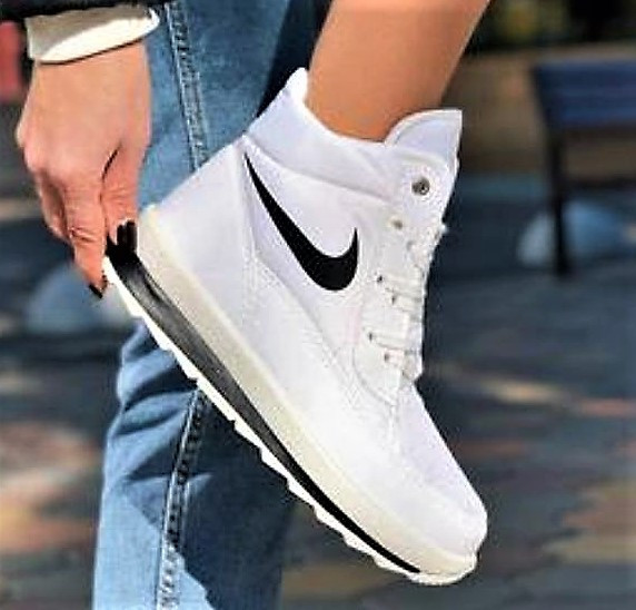 Зимові жіночі Кросівки на Меху Білі Найки Снікерси в стилі N!ke Дутики (розміри: 36,37,38,39,40,41) Дніпро - фото 5