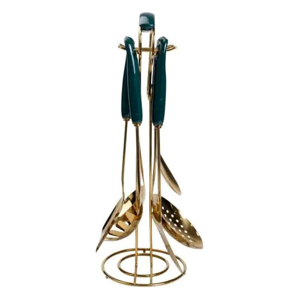 Набір кухонного приладдя на підставці 7 предметів кухонні аксесуари на підставці Смарагдовий HP-20-67 Київ - фото 4