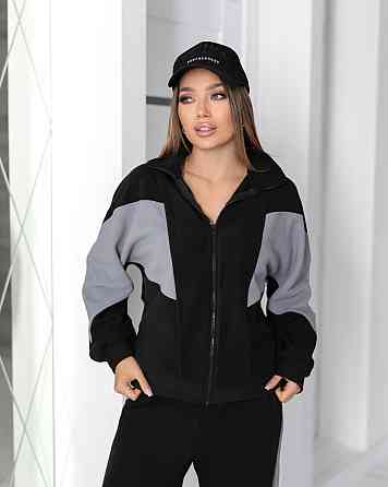 Спортивний флісовий костюм "Connect" | Норма та батал Чорний+сірий, 46-48 Київ