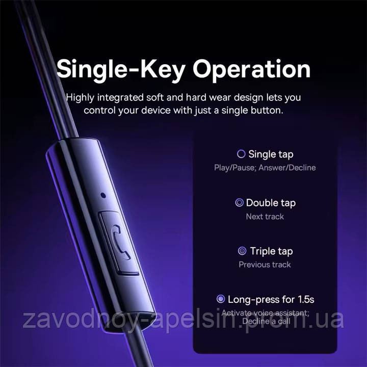 Наушники гарнитура Type-C iPhone Samsung Xiaomi (Baseus) Одеса - фото 2