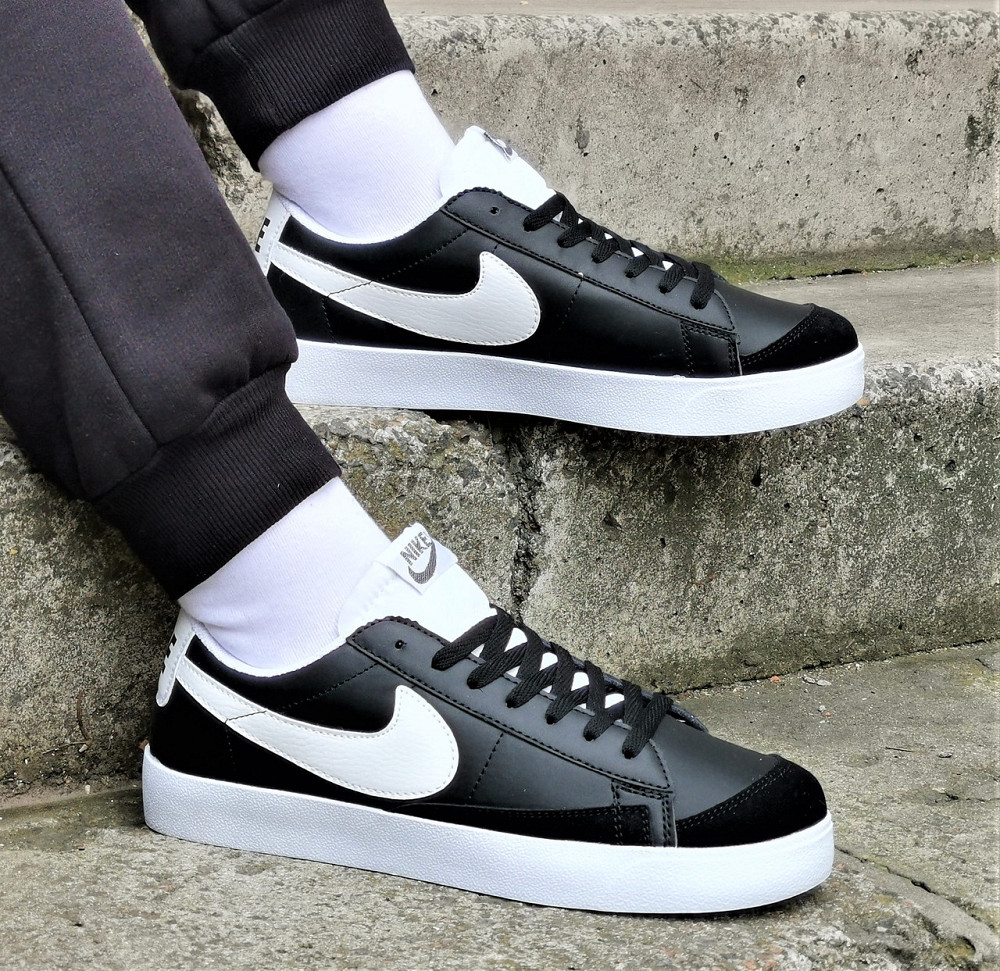 Кроссовки Nike Blazer Черные Мужские Белые Форсы Кожаные Найк (размеры: 41,42,43,44,45,46) Днепр - изображение 1