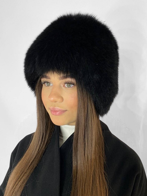 Шапка женская меховая кубанка песцовая Шарлотта Черный Харьков - изображение 2