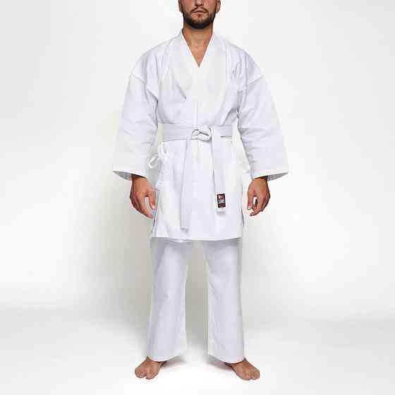 Костюм кімоно для карате біле з білим поясом у комплекті Leone AB400 для дітей та дорослих зріст 180 см Київ