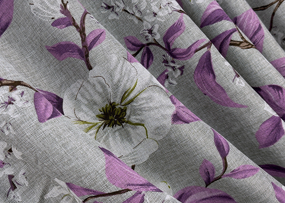 Комплект штор VR-Textil Лен Прованс 200х265 2шт и Тюль 600х265 1820ш-1367т Серый с фиолетовым и белым 71-108/7 Киев - изображение 6