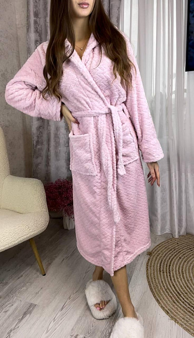 Жіночий махровий халат довгий Харків - фото 1