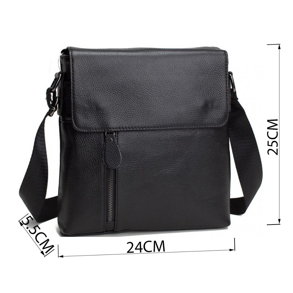 Сумка мессенджер Vintage 14576 кожаная Черная Киев - изображение 5