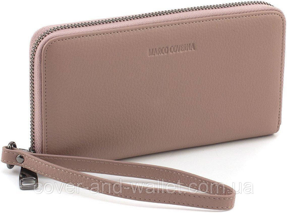 Светло-розовый женский кошелек на змейке с ремешком из натуральной кожи Marco Coverna W 004 Киев - изображение 1