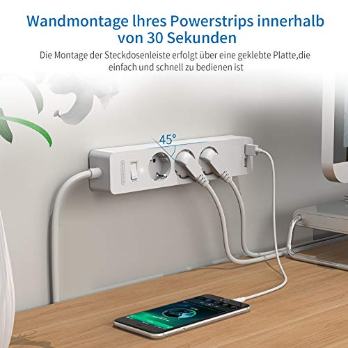 Мережевий подовжувач 7-в-1: 3 розетки + 2 USB-A + 2 USB-C Ntonpower 1.5м Луцк - изображение 2