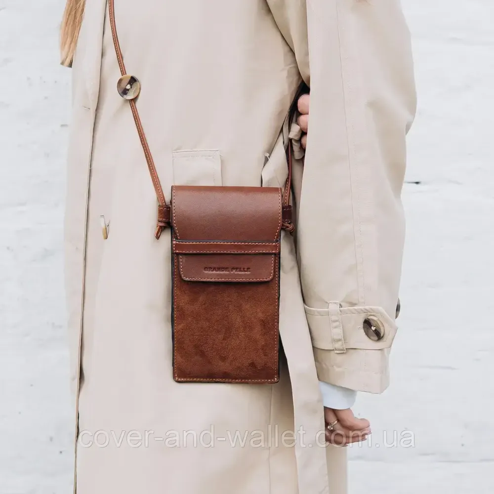 Універсальна шкіряна сумка-чохол для телефону з довгим ремінцем Grande Pelle 70372023 Київ - фото 7