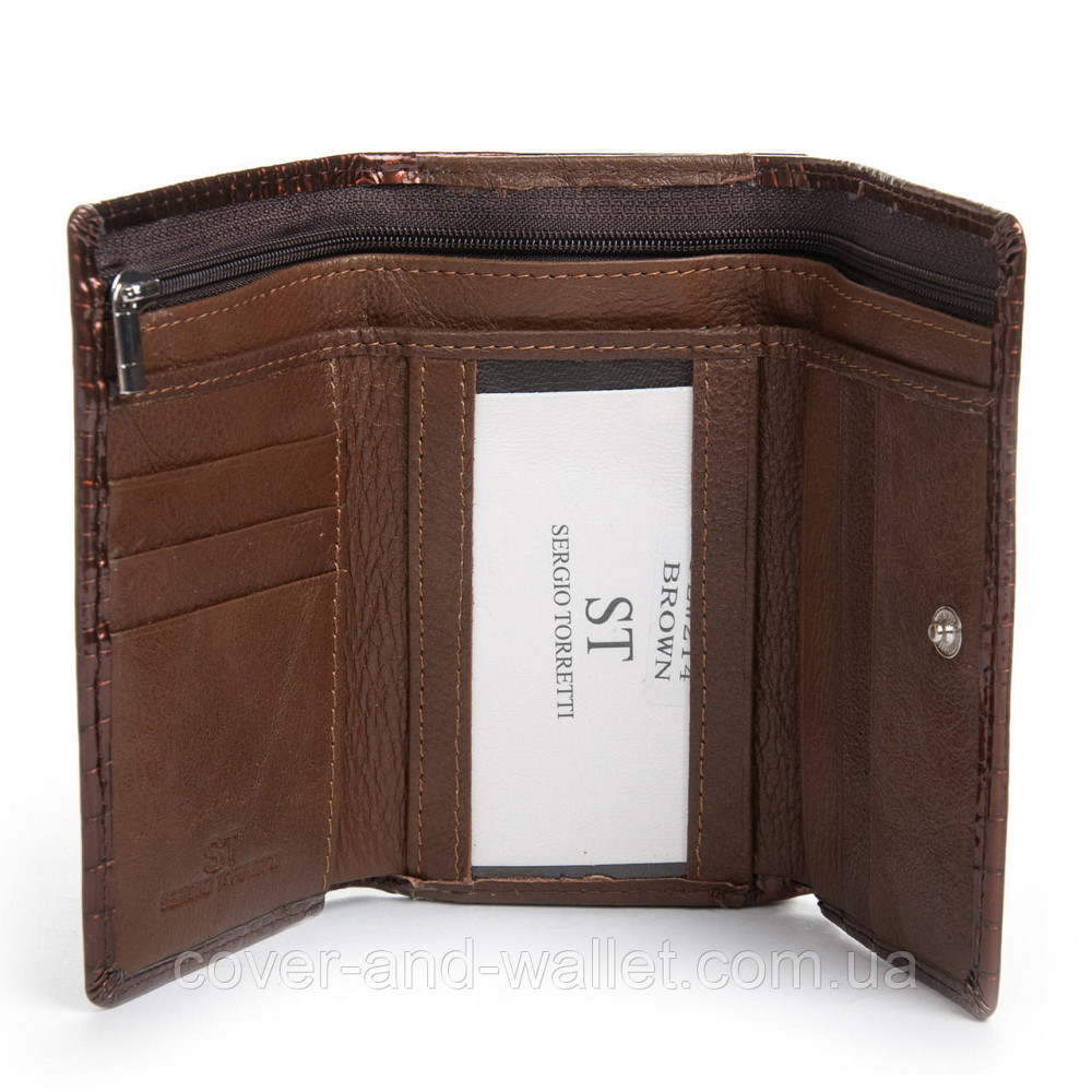 Маленький жіночий гаманець у лаковій шкірі коричневого кольору ST Київ - фото 5