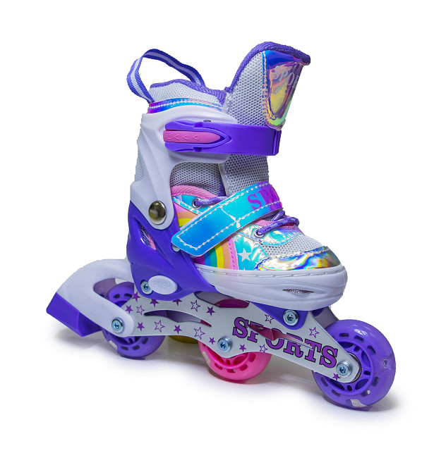 Детские раздвижные ролики Rainbow Scale Sports фиолетовые, размер 26-29. Все колеса светятся Одесса - изображение 3