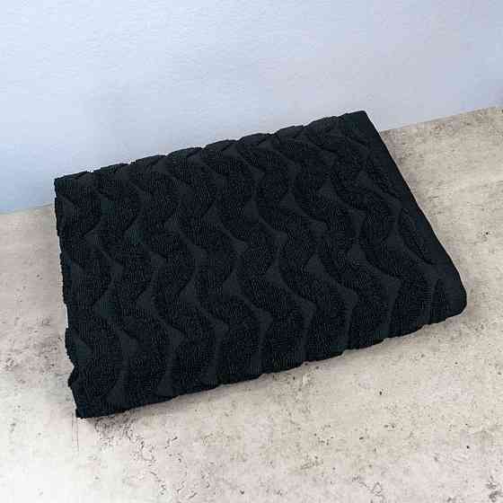Махровое полотенце для лица и рук Жаккардовое Волна GM Textile 50х90см 500г/м2 (Черный) Сумы