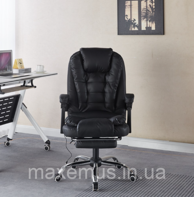 Офисное компьютерное кресло Bonro B 6 0 7 1 с массажем и подставкой для ног кресло эргономичное черное Мостиска - изображение 8