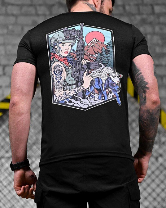 Тактическая потоотводящая футболка  волк black   ДЛ7246 Одесса - изображение 4