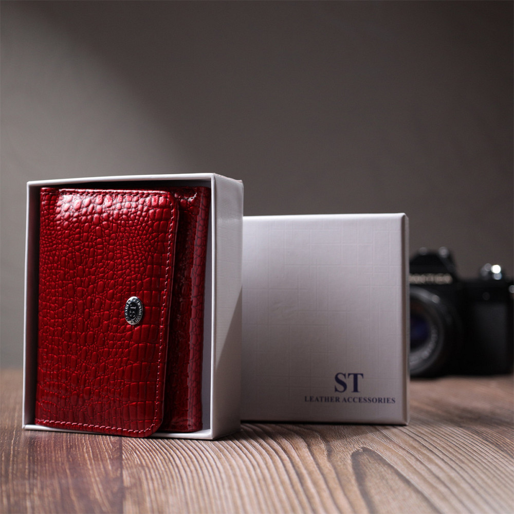 Стильний жіночий фактурний гаманець із натуральної шкіри ST Leather 22731 Червоний Київ - фото 1