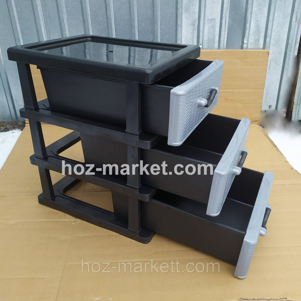 Комод-гамбочка міні на 3 ящики сіро-чорна Харків - фото 8