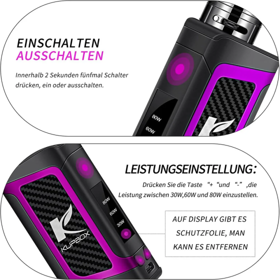 Уцінка Вейп Мод Бокс електронний модуль Kupbox Vape 80W, дисплей, з Оригінальним комплектом акумуляторна батарея 2000 мАг Київ