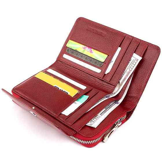 Кошелек из кожи на защелке Бордовый (ST Leather) Киев