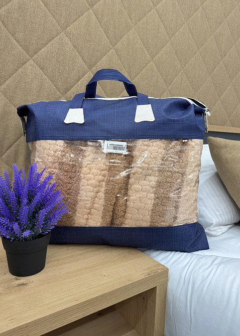 Плед 200х230 см (+-10см) Рогожка на овчині "Тедді" колір бежевий (87-295) Київ - фото 7