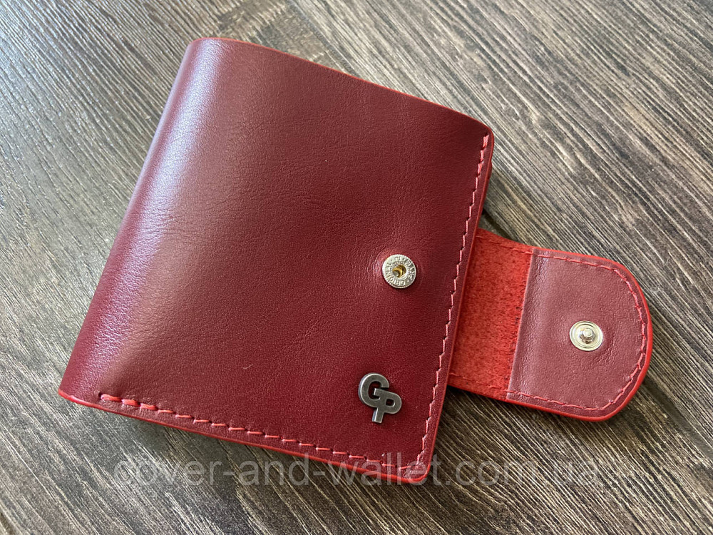 Невеликий жіночий гаманець бордового кольору з італійської шкіри Grande Pelle Київ - фото 4