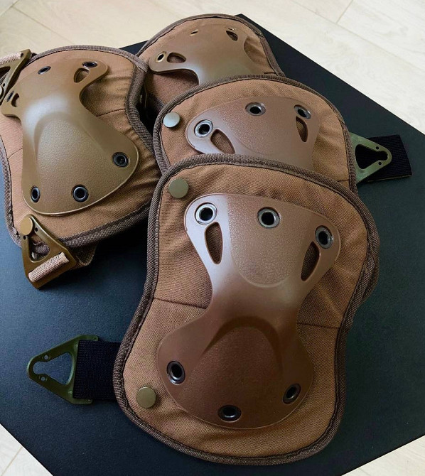 Тактический комплект Наколенники + налокотники из ударопрочного пластика FH 77 (Коричневый) Винница - изображение 2