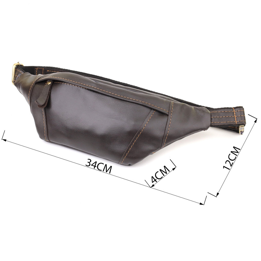 Мужская сумка-бананка компактного размера из натуральной гладкой кожи Shvigel 23126 Коричневый Киев - изображение 8