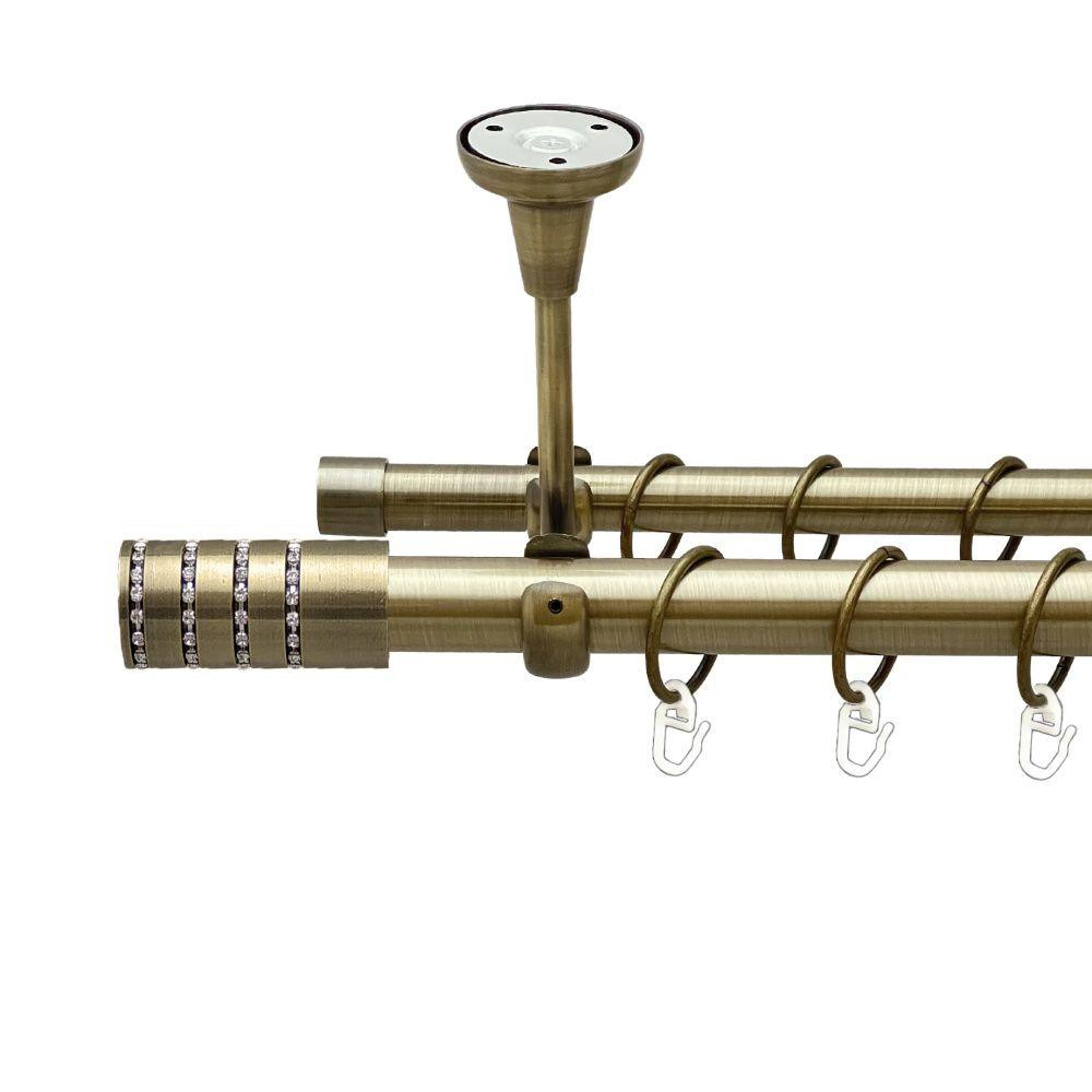 Карниз Orvit Барамелла металевий дворядний відкритий до стелі гладка труба кільце металеве Антик 25\19 мм 160 см (00-00018588) Львів - фото 1