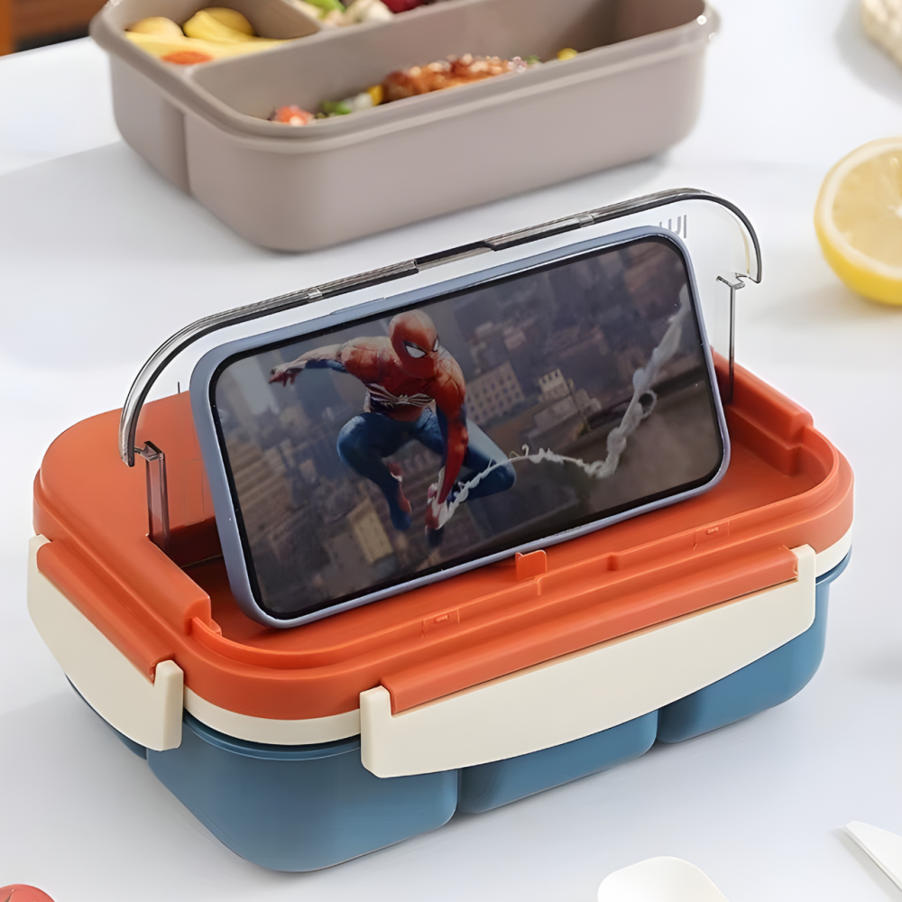 Контейнер, ланч-бокс для гарячої та холодної їжі, миска з окремими відсіками та столовими приборами для їжі, помаранчевий Кам'янець-Подільський - фото 4