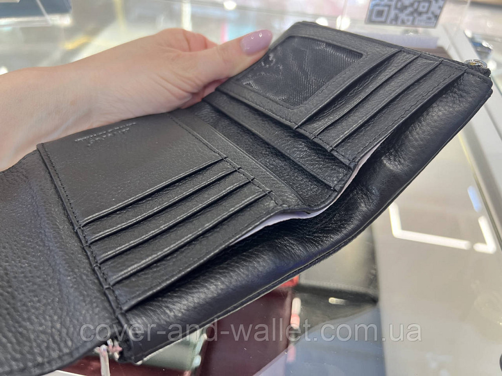 Стильний жіночий шкіряний гаманець чорного кольору невеликого розміру Helen Verde 232 Київ - фото 16