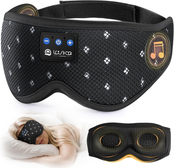 Bluetooth-маска для сну LOVE EYE 3D з навушниками — 100% затемнення, Hi-Fi звук, Bluetooth 5.4, для сну на боці, Чорна Київ