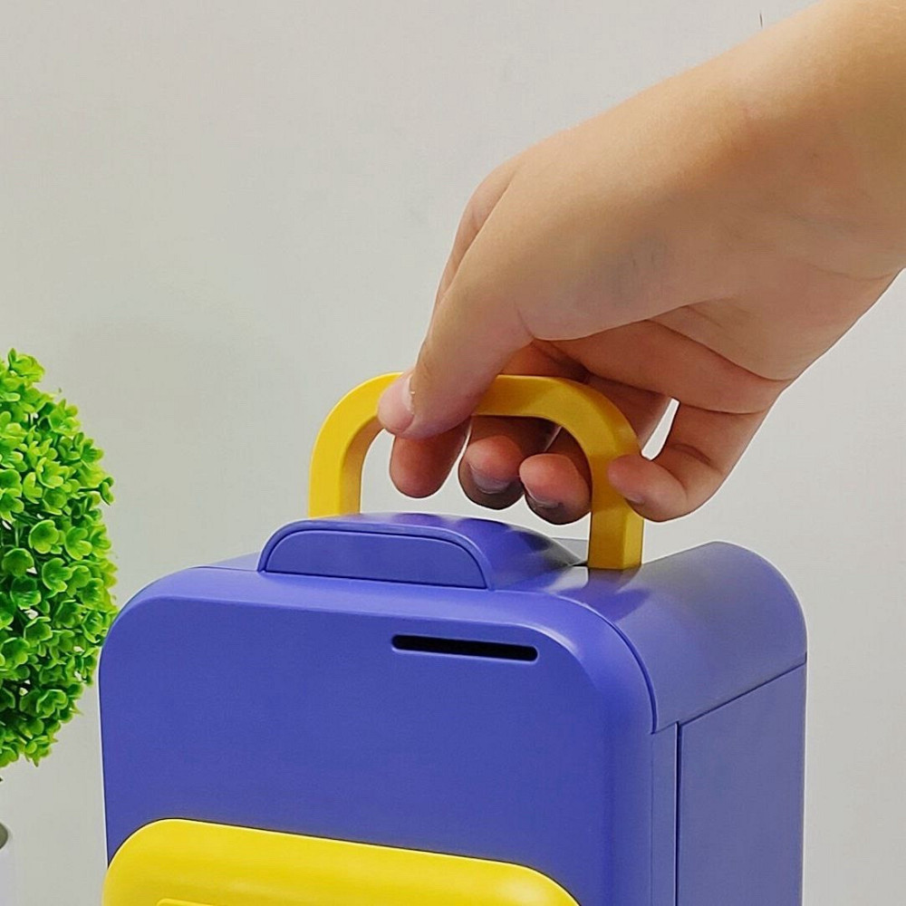 Сейф-скарбничка Банківський термінал з кодовим замком відбиток затягує купюри звук підсвічування Жовто-синій (589-36A-37A) Чернігів - фото 2