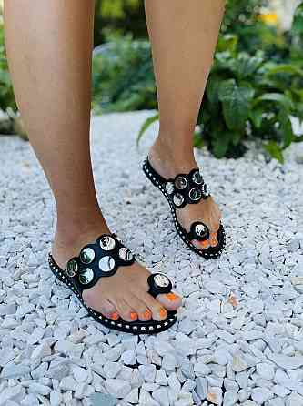 Seastar Стильні шльопанці жіночі зі штучної шкіри чорні на низькому ходу SEASTAR SK78 р. 36-41 Коломия