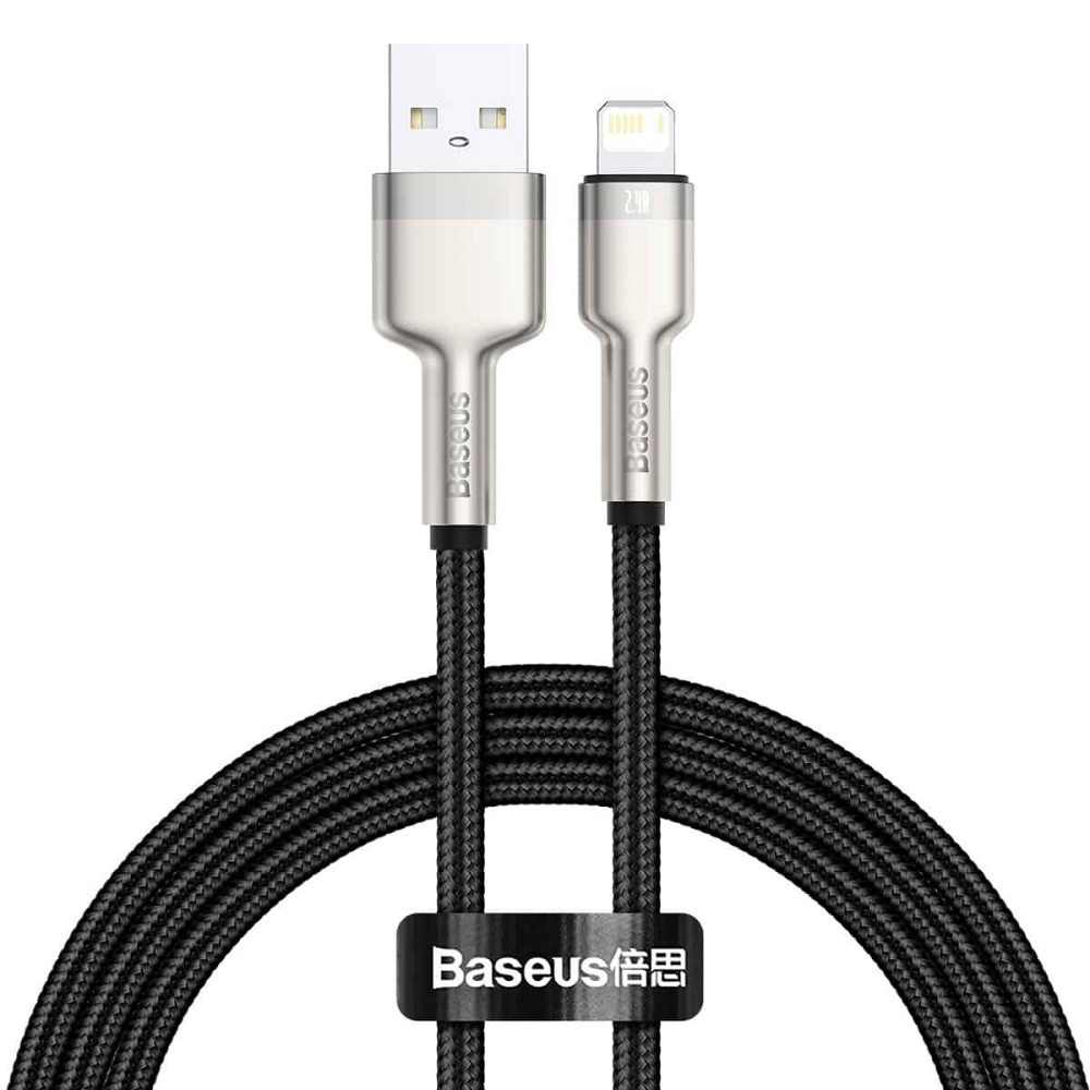 Кабель Baseus Cafule Series Metal дата-кабель USB - Lightning 2.4A 1m, колір чорний CALJK-A01 Одеса - фото 3