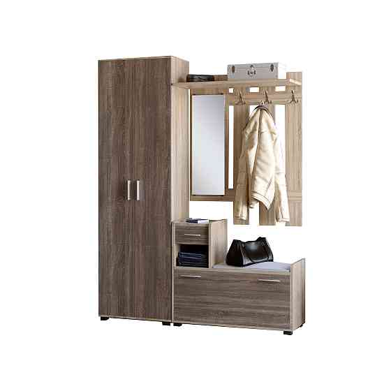 Прихожая Эверест Тандем с распашным шкафом ШП-1 и тумбой (левая) сонома + трюфель (DTM-2497) Львов