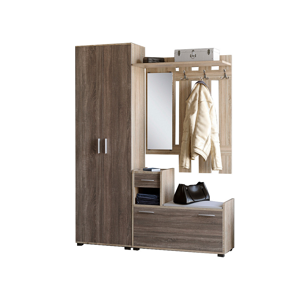 Прихожая Эверест Тандем с распашным шкафом ШП-1 и тумбой (левая) сонома + трюфель (DTM-2497) Львов - изображение 2