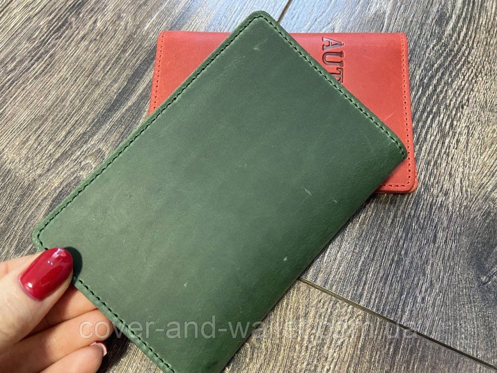 Зелена шкіряна обкладинка для водійських документів з вкладишем Vintage Київ - фото 5