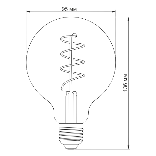 Лампа G95 5W E27 2200К 220V Filament ASD LED Videx Житомир