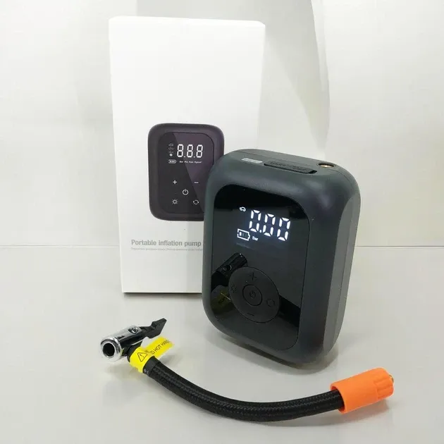 Портативний акумуляторний компресор із цифровим дисплеєм для авто, мото- та велосипеда, USB заряджання Одеса - фото 5