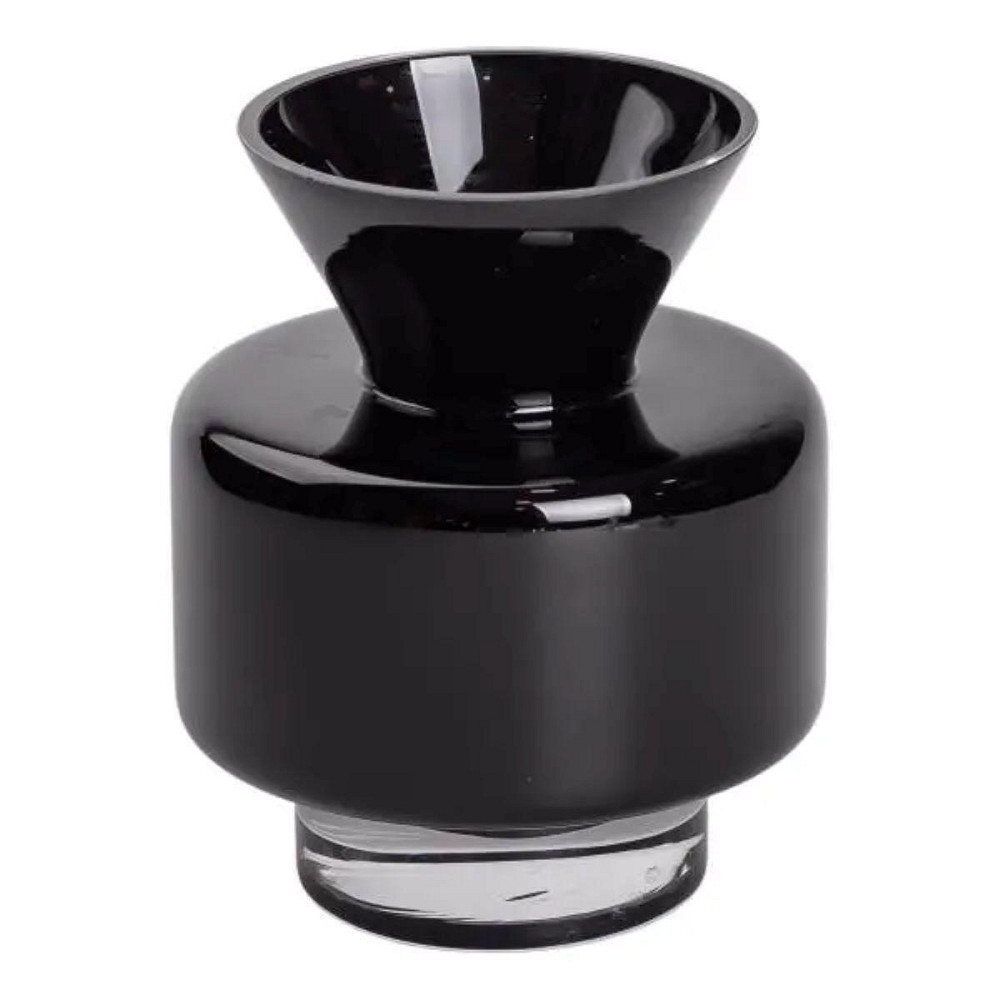 Ваза з кольорового скла для квітів 17.5 см декоративна ваза для декору та інтер'єру 1.5 л Чорна HP-10-32 Київ - фото 1