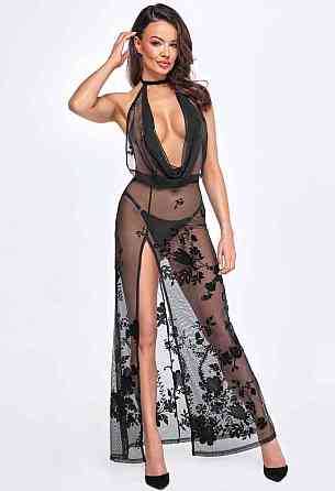 Платье Noir Handmade F312 Divinity, XXL, black, прозрачное, в пол, открытая спина, разрез сбоку Sex Aura Киев