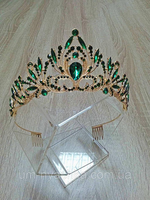 Діадема на обручі Корона смарагдова з  камнями Кривий Ріг - фото 3