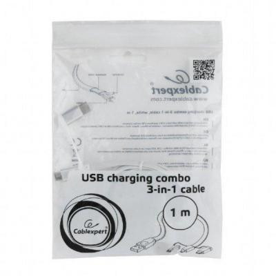 Дата кабель USB 2.0 AM to Lightning + Micro 5P + USB-C 1.0m Cablexpert (CC-USB2-AMLM32-1M-W) Винница - изображение 6