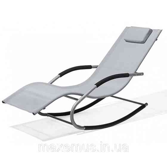 Шезлонг-качалка Bonro BG01 садовый лежак для отдыха серый Мостиска