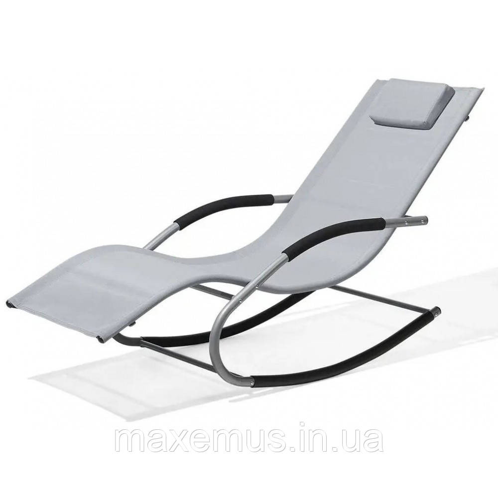 Шезлонг-качалка Bonro BG01 садовый лежак для отдыха серый Мостиска - изображение 3