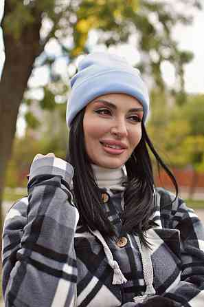 Женская зимняя шапка на флисе Голубой Киев