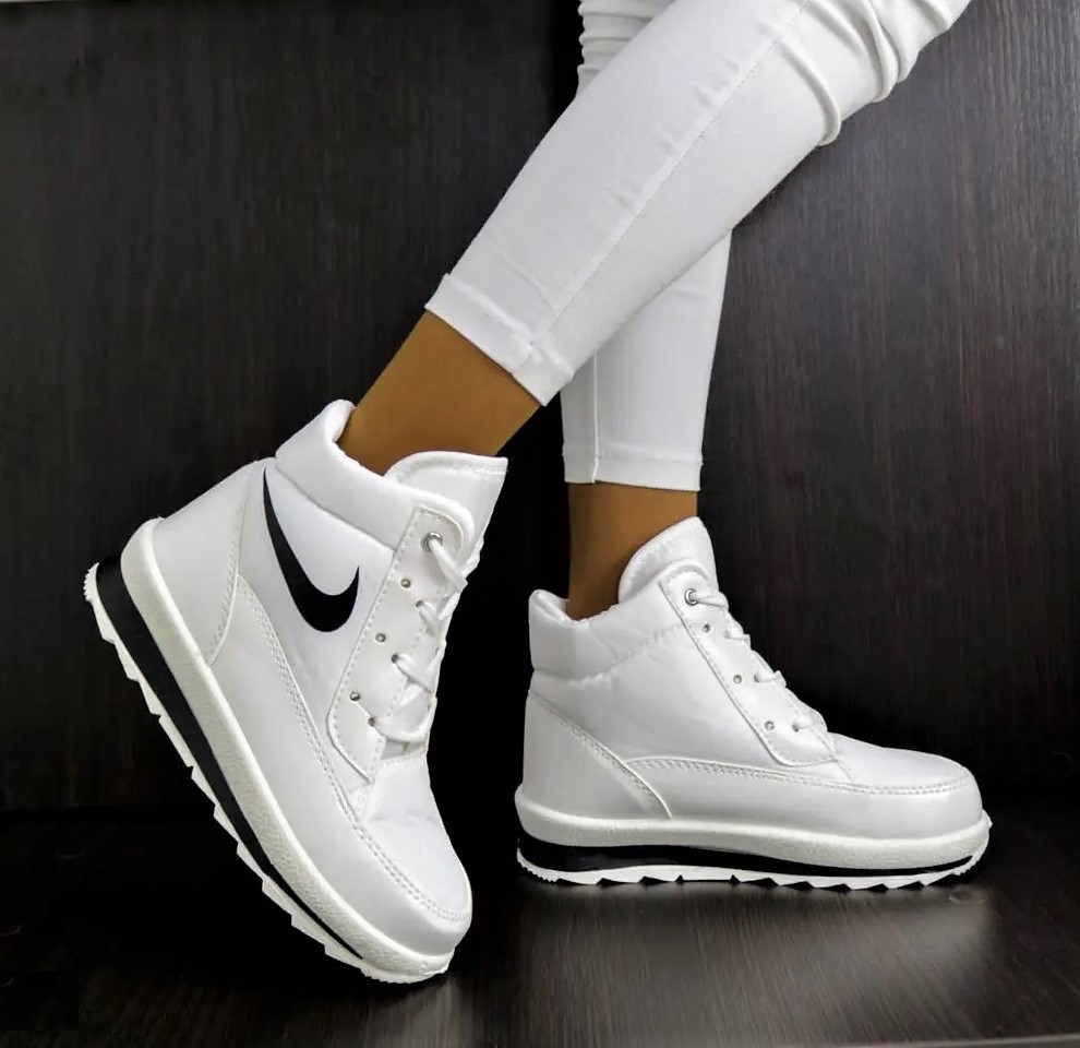 Зимові жіночі Кросівки на Меху Білі Найки Снікерси в стилі N!ke Дутики (розміри: 36,37,38,39,40,41) Дніпро - фото 9