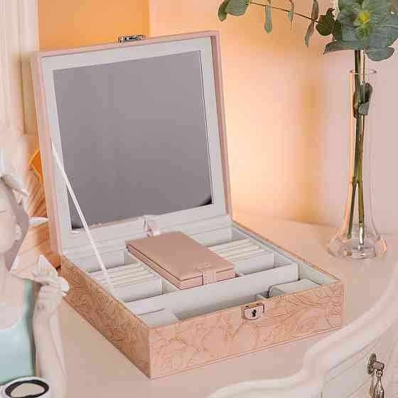 Двоярусна шкатулка для прикрас з еко-шкіри з замком Київ