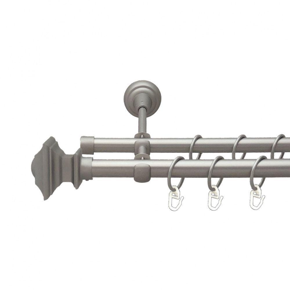 Карниз Orvit Борджеза металевий дворядний відкритий гладка труба кільце металеве Сатин 19\16 мм 160 см (00-00013684) Львів - фото 1